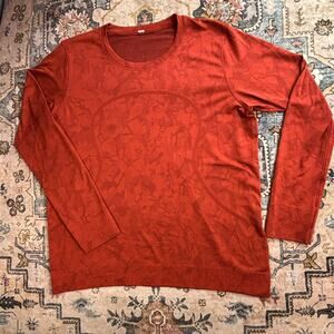 Lululemon Swiftly Relaxed Long Sleeve Shirt Size Large Red Cayenne Mosaic